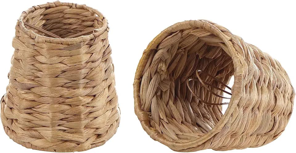 Aspen Creative 51008-2, Empire Clip-On Chandelier Lamp Shade, Natural Water Hyacinth, 3" Top x 4" Bottom x 4" Slant Height, Set of 2