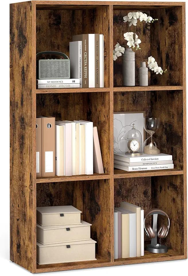 VASAGLE Bookshelf, 6 Cubes Storage Organizer, 25.8 x 9.5 x 38.4 Inches