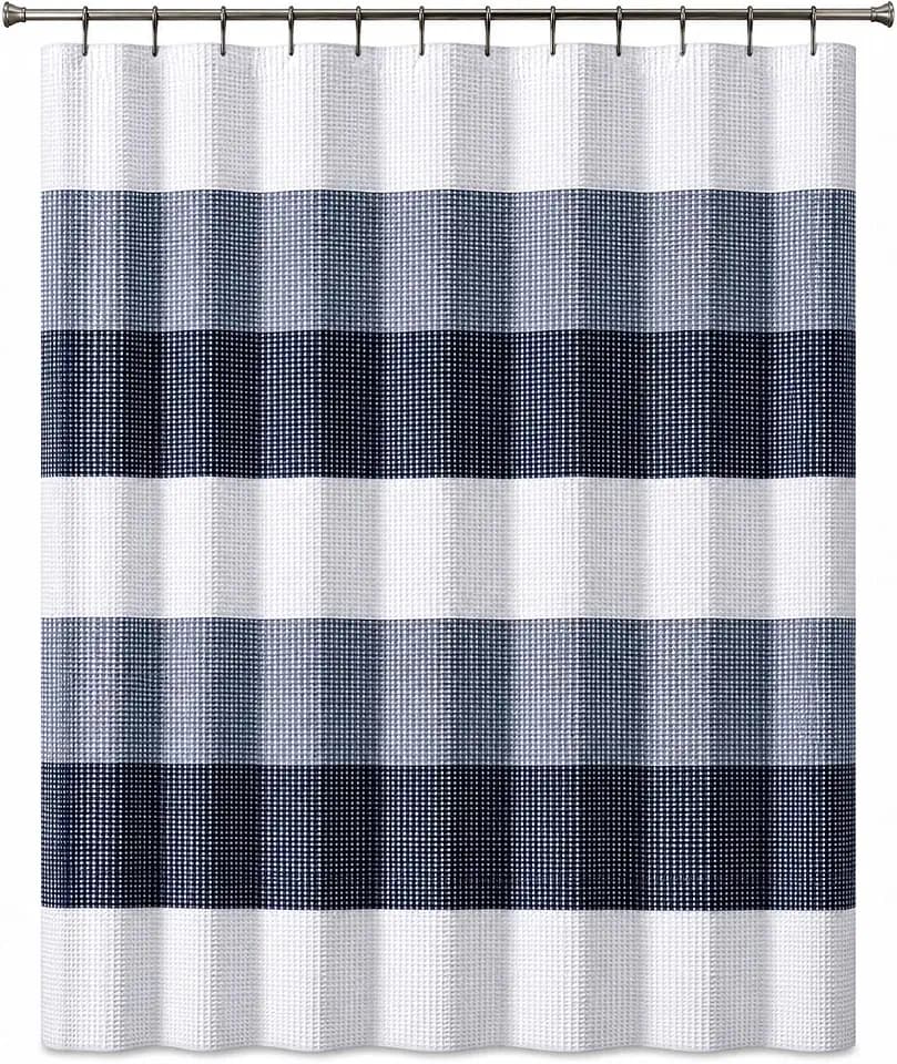Dainty Home Ombre Waffle Weave Shower Curtain (Navy)