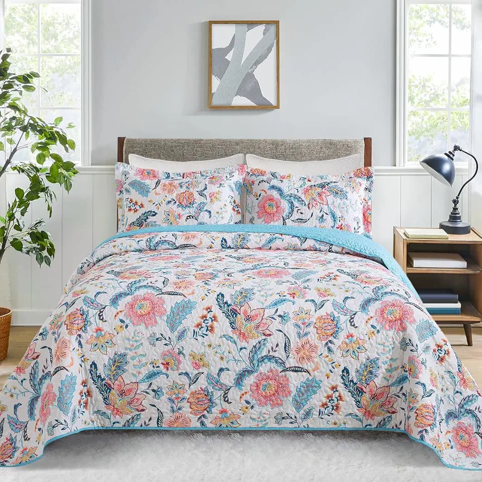 VAPUTAR Queen Size Quilt Bedding Set for Adults, Farmhouse Bedspread