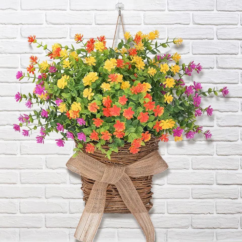 Dolicer Door Hanger Basket Wreath 13.8 in Hanging Outdoor Artificial Flower