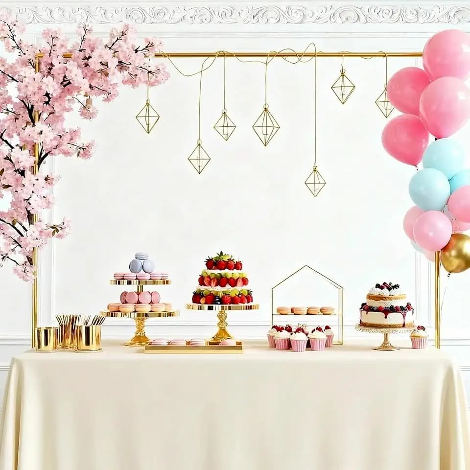 Over the Table Rod Stand with Clamps, Adjustable Gold Table Arch