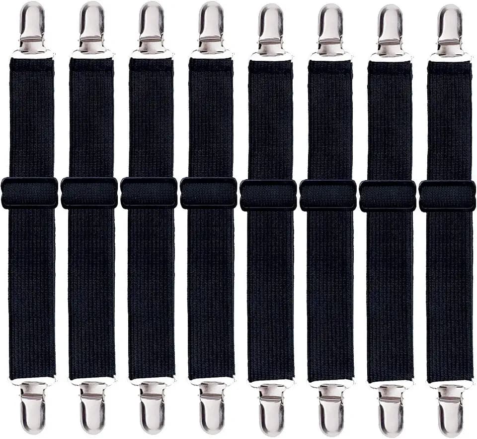 Korlon 8 Pack Sheet Straps, Adjustable Elastic Fitted Sheet Holder Clips