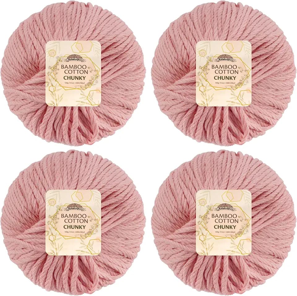 JubileeYarn Bamboo Cotton Chunky Yarn - Dreamy Blush - 4 Balls