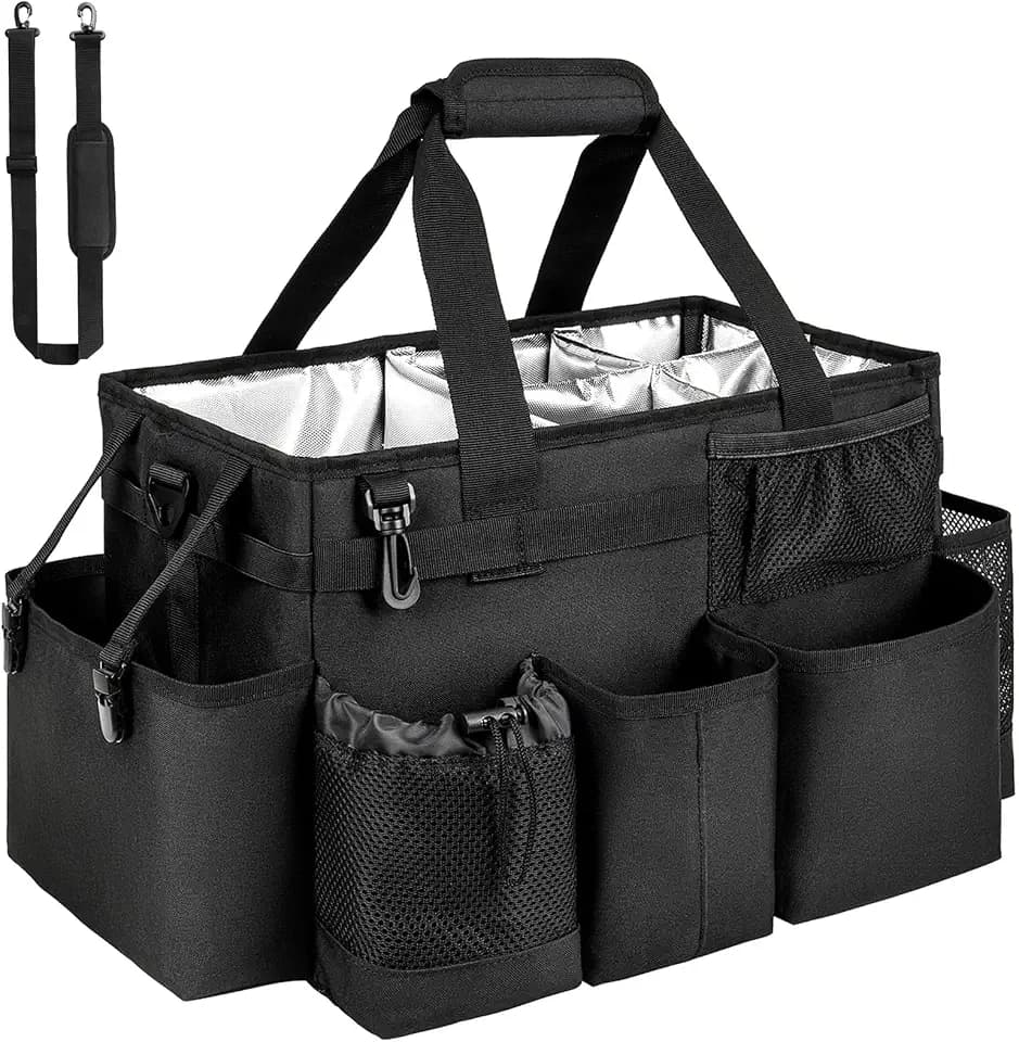 Cleaning Caddy Bag, Large Cleaning Bag for Housekeepers, Black