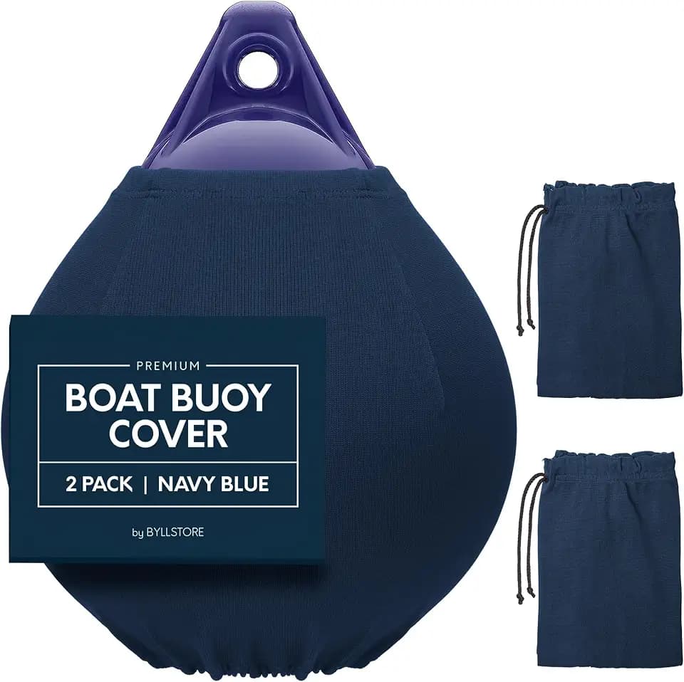 Boat Buoy Covers | 1, 2 & 4-Pack | Navy Blue | Diameter x Length: 15″ x 19″ & 17.5″ x 21″ | Polyester (2-Pack & 15″ x 19″)