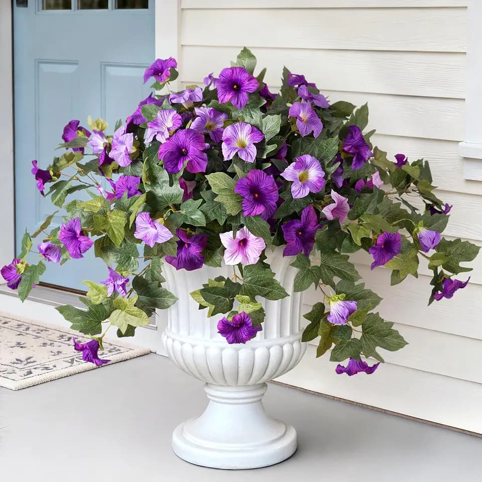 Artificial Flowers for Outdoors UV Resistant Fake Petunias for Porch