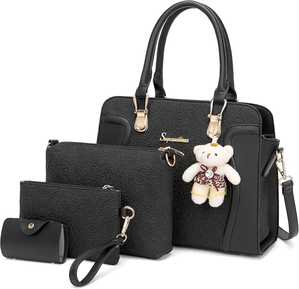 Women's Fashion Handbag Tote Bag Shoulder Top Handle Satchel Purse Set 4pcs