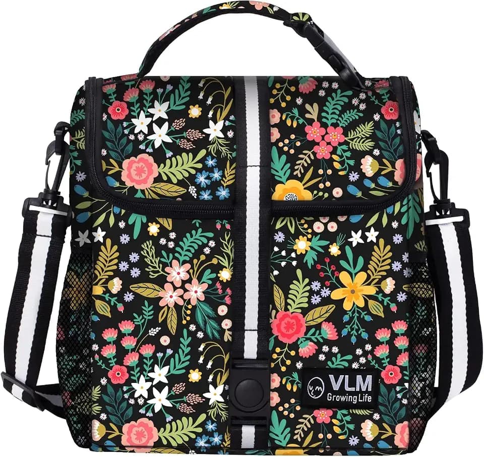 VLM Lunch Box for Women, Insulated Lunch Bag Women, Cute Floral Lunch Tote