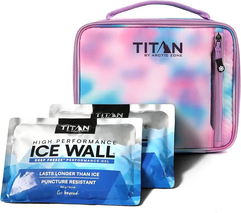 Titan Lunch Box, 2 Ice Packs, 6 Hours of Fridge Cold, Cotton Candy