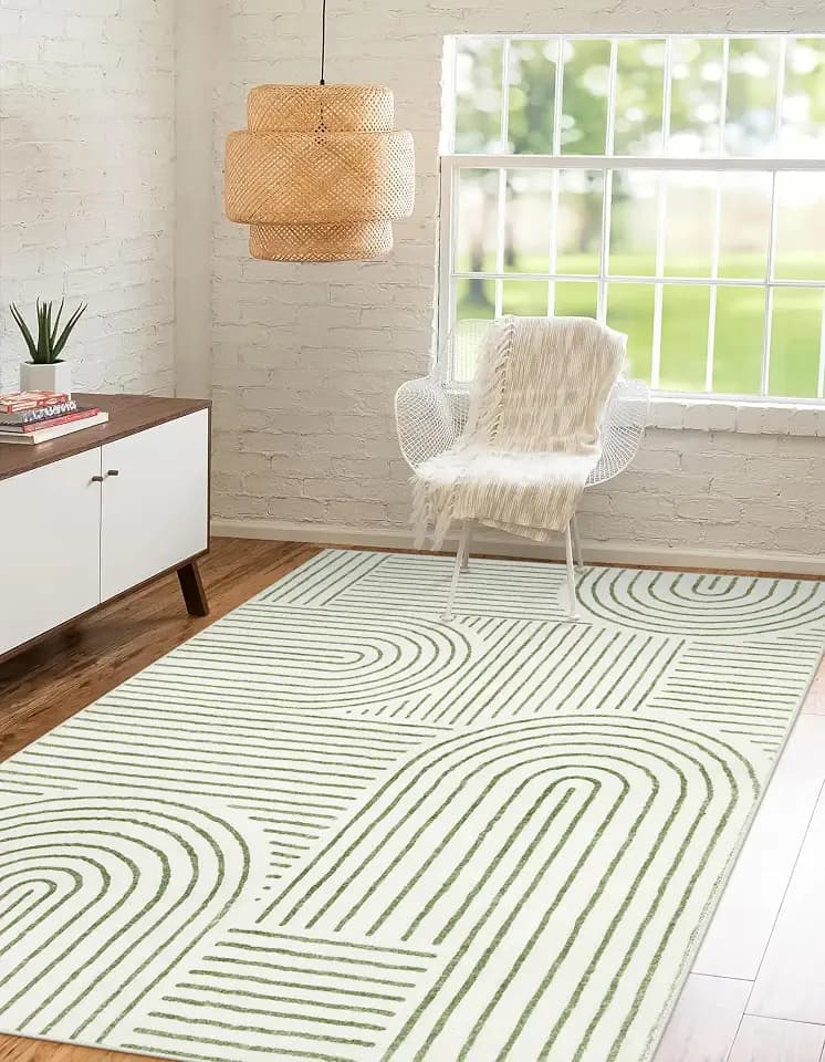 Lahome Rainbow 4x6 Area Rugs for Bedroom, Washable Green Rugs for Entryway