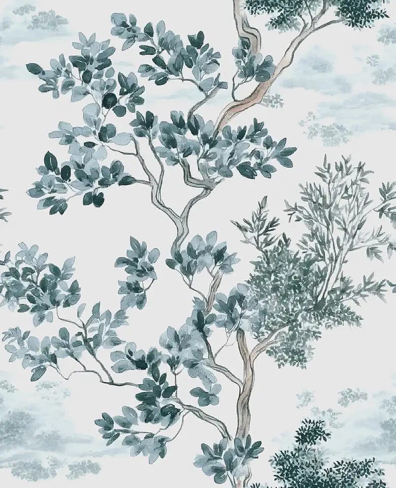 Serene Zen Ink Tree Branch Peel and Stick Wallpaper 17.5" x 393"
