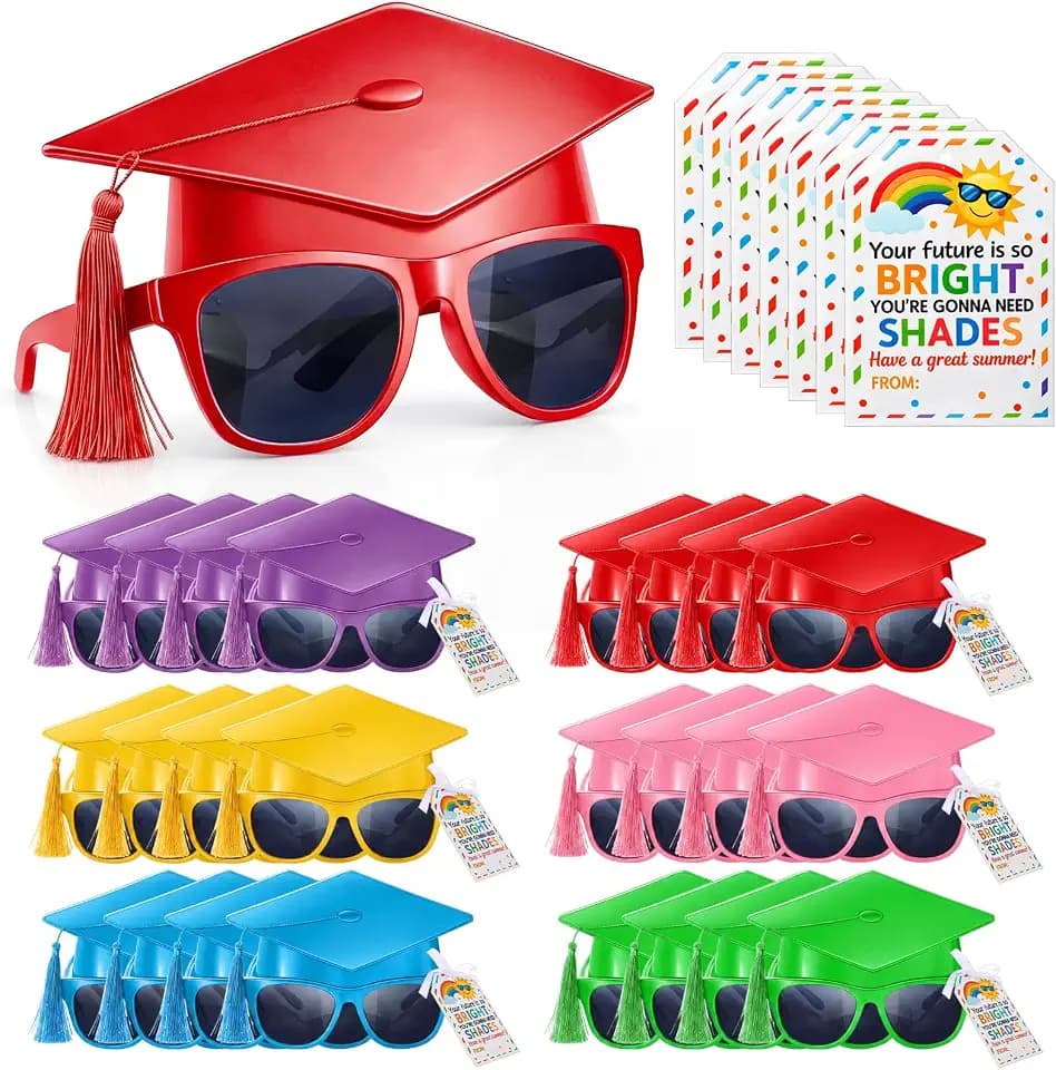 Weewooday 12/24 Pcs End of School Year Gifts, Kids Graduation Sunglasses, 2026 Pre K Graduation Gifts, Future Is Bright Tags