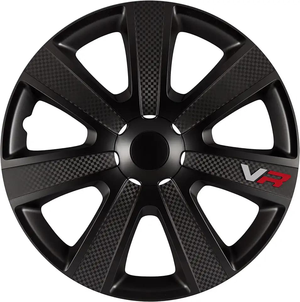 AutoStyle 4er Set Radzierblenden VR 14-Zoll Schwarz/Karbon-Look/Logo