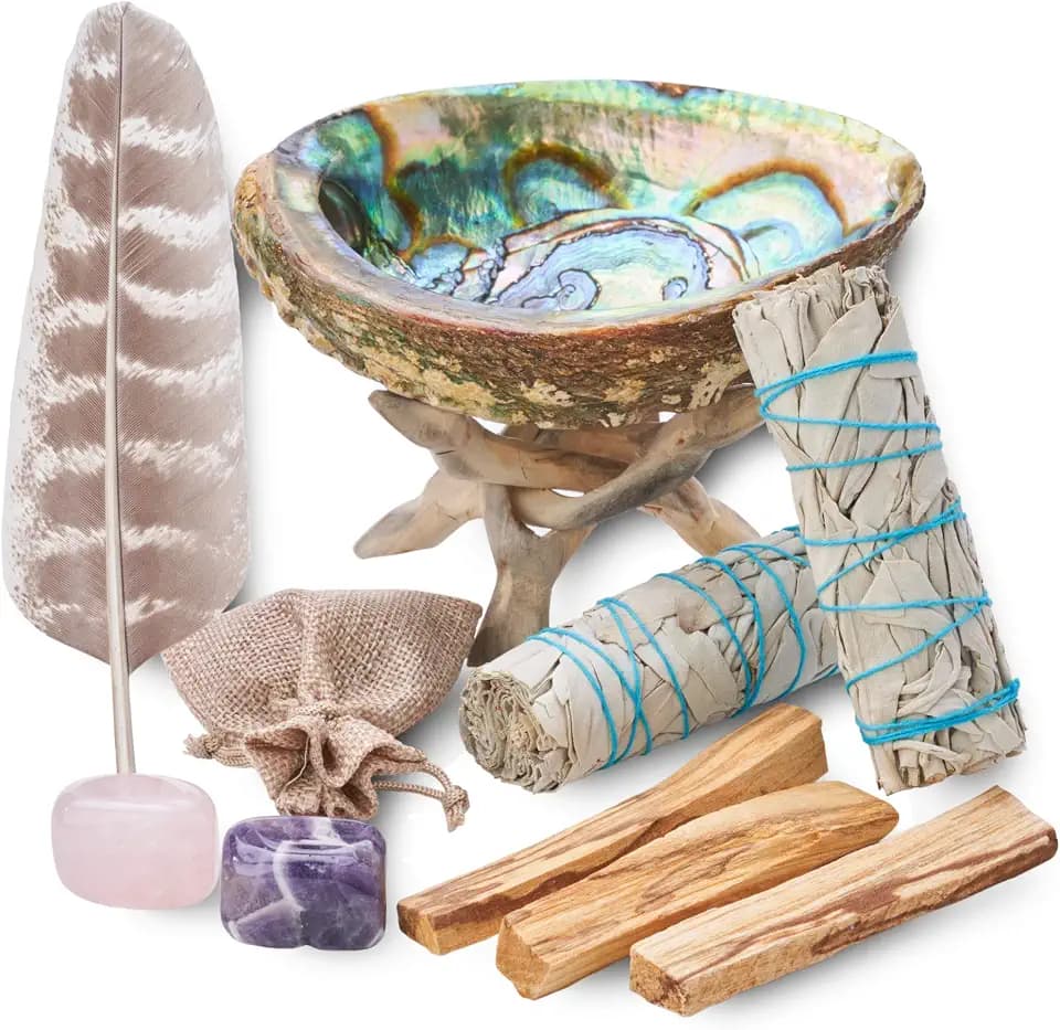 Home Cleansing & Smudging Kit with White Sage, Palo Santo