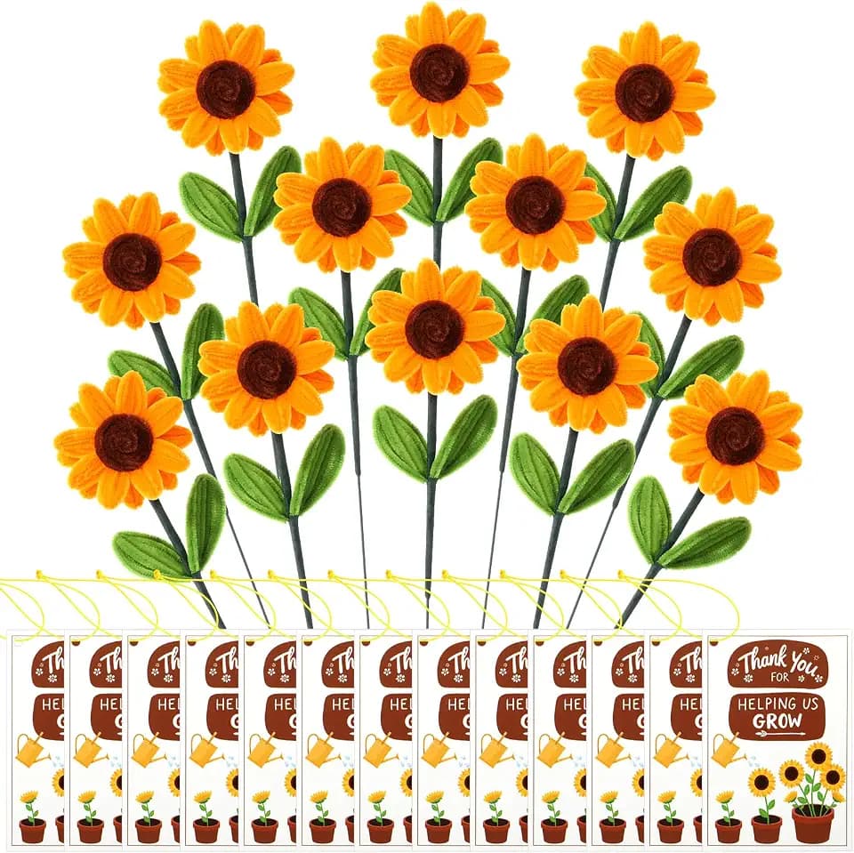 Suncalla 24 Sets Sunflower Back to School Teacher Gifts Bulk for Women Mom Teacher Handmade Sunflower Bouquet Thank You for Helping Us Grow Flowers with Positive Cards for Women Birthday Gifts