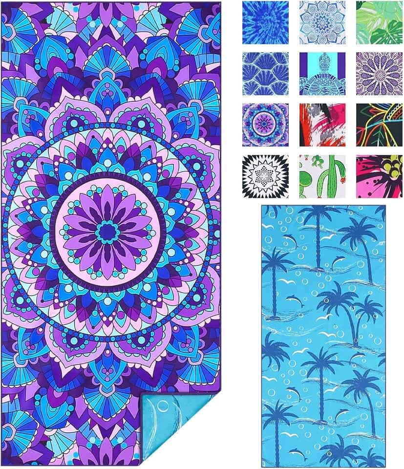 TwoYek Microfiber Beach Towel Extra Large 71x32 inches Boho Mandala Print