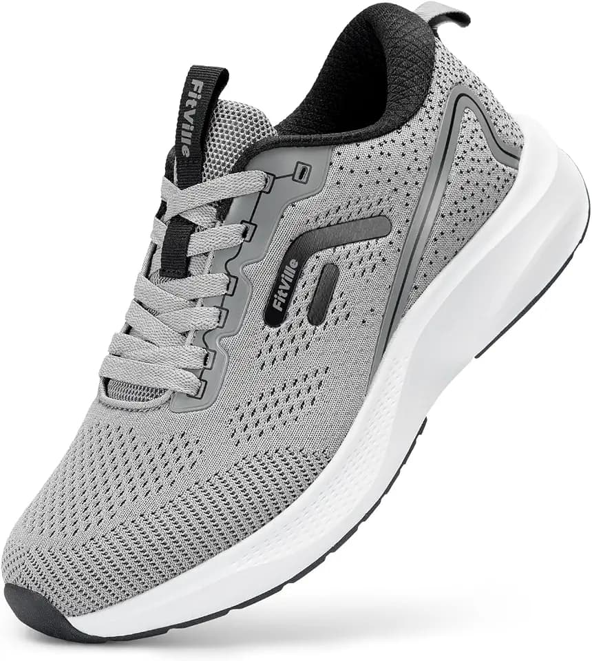 FitVille Wide Sneakers for Men Walking Shoes Wide Width Cushion Road Running Shoe Orthopedic Tennis Shoes Arch Support for Plantar Fasciitis Relief