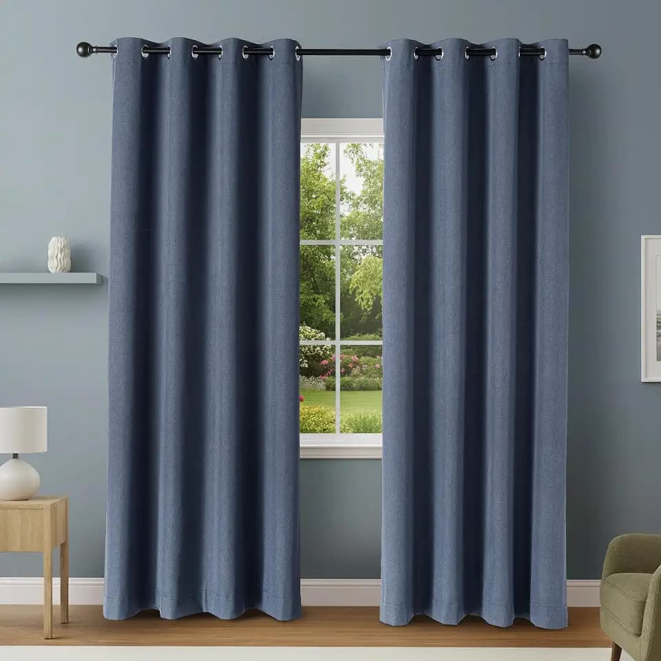 Amazon Basics 100% Blackout Curtains with Grommets, 52 x 96 Inches, Navy, 2 Panels