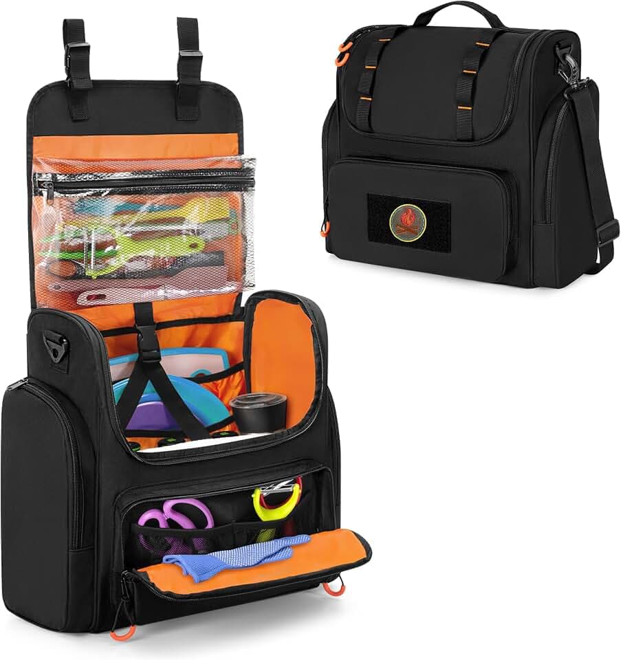 HODRANT Camp Kitchen Organizer with Paper Towel Holder & Multi Pockets