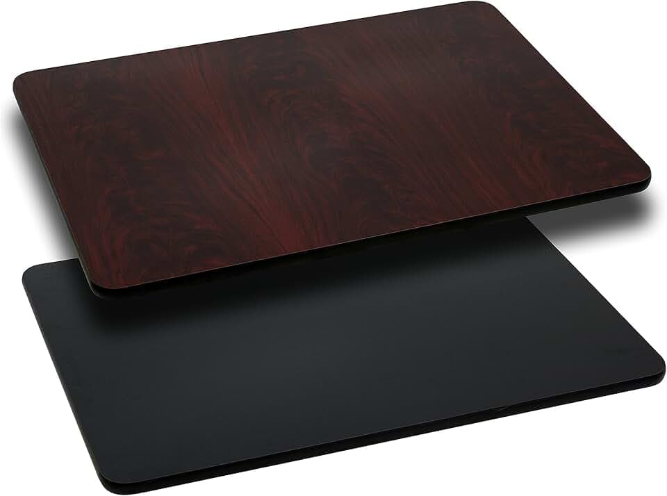 Flash Furniture 42x24" Reversible Table Top, Black/Mahogany