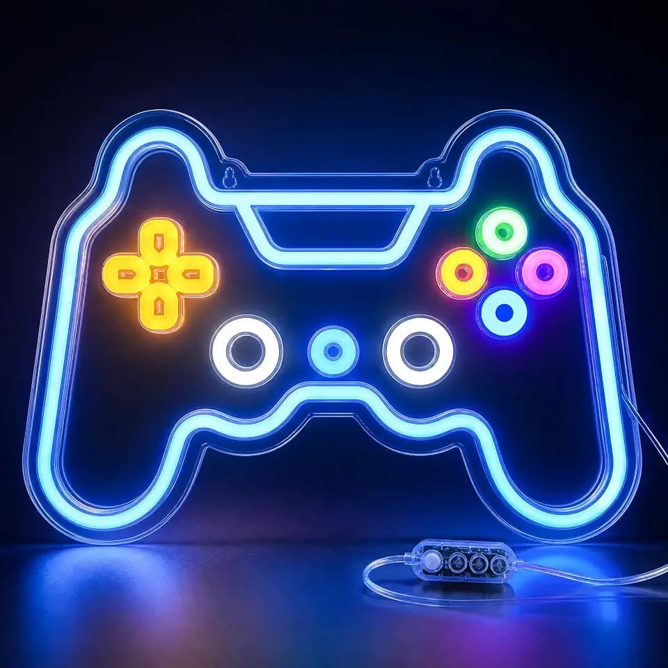 Welltodo Gaming Neon Sign, Motion Sensor Dimmable Gaming LED Lights for Wall Gamer Room Decor, Neon Signs for Boys Bedroom, Cool Gaming Lamp, Perfect Birthday Gifts for Boys Gamers Ideal Party Decoration & for Teen.