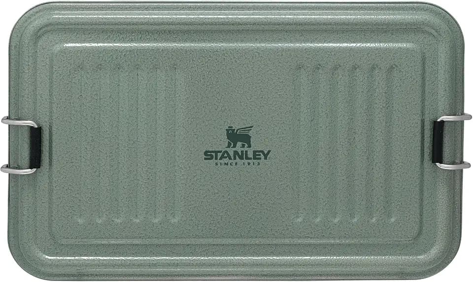 STANLEY Classic Legendary Useful Box 1.25 qt | Metal Snack and Lunch Box | Durable Stainless Steel Travel Food Storage Container | Hiking, Camping, School, or Work | BPA-Free | Hammertone Green