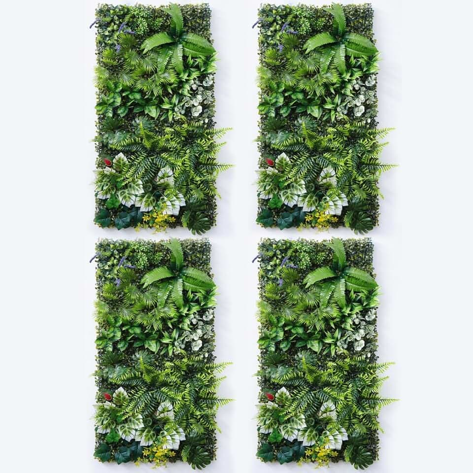Artificial Greenery Wall Panels, 4 Pack, 20 x 40 in, Faux Grass Wall