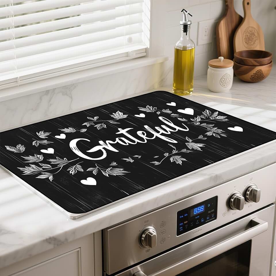 Stove Top Cover for Glass Electric Stove, 28.5"x 20.5" Heat Resistant Cooktop Protector Mat with Non-Slip Rubber Backing, Scratch Protection and Counter Space Mat