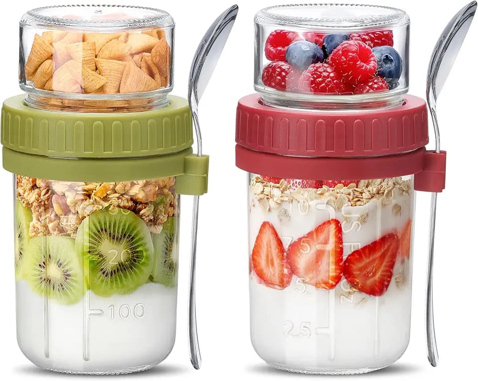 Danmu Overnight Oats Containers with Lids 21 oz (16+5) 2 Pack