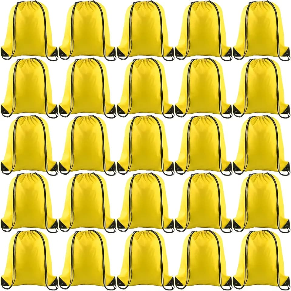 KUUQA 25Pcs Yellow Drawstring Backpack Bulk