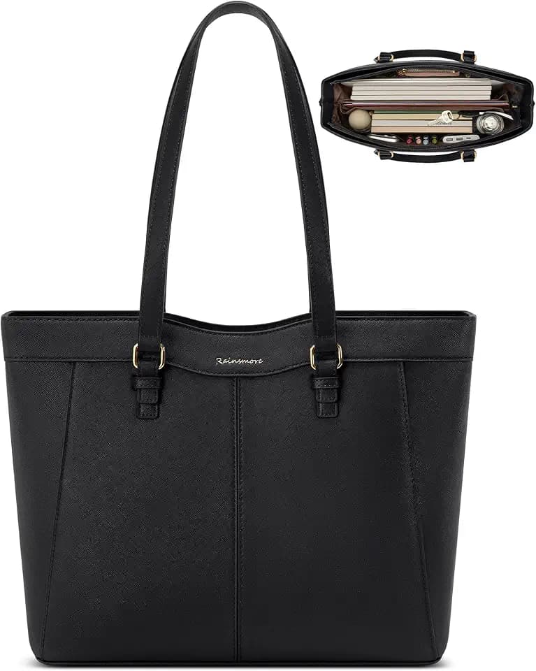RAINSMORE Tote Bag for Women, Large Leather Purse Shoulder Work Bag