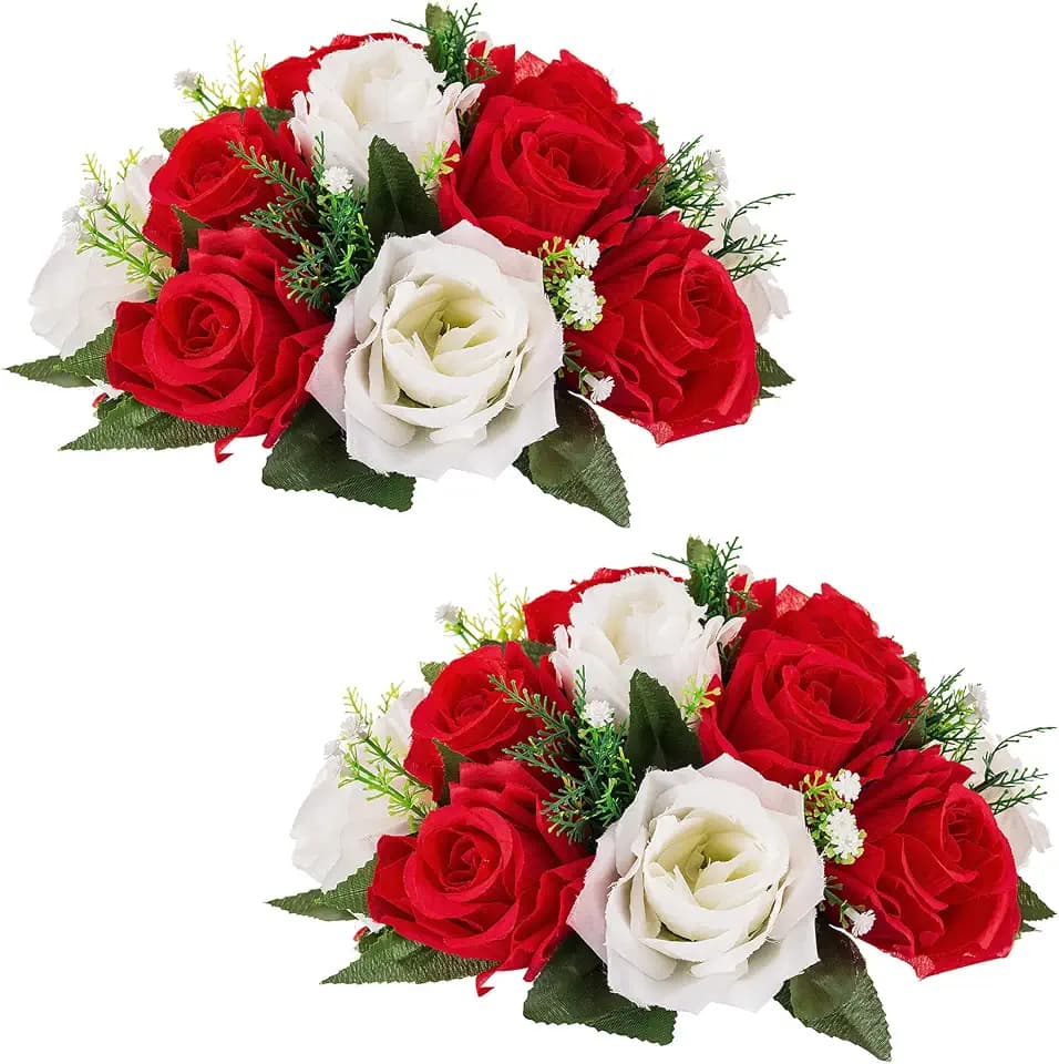 NUPTIO Flower Balls Centerpieces for Wedding Tables, Red & White Roses