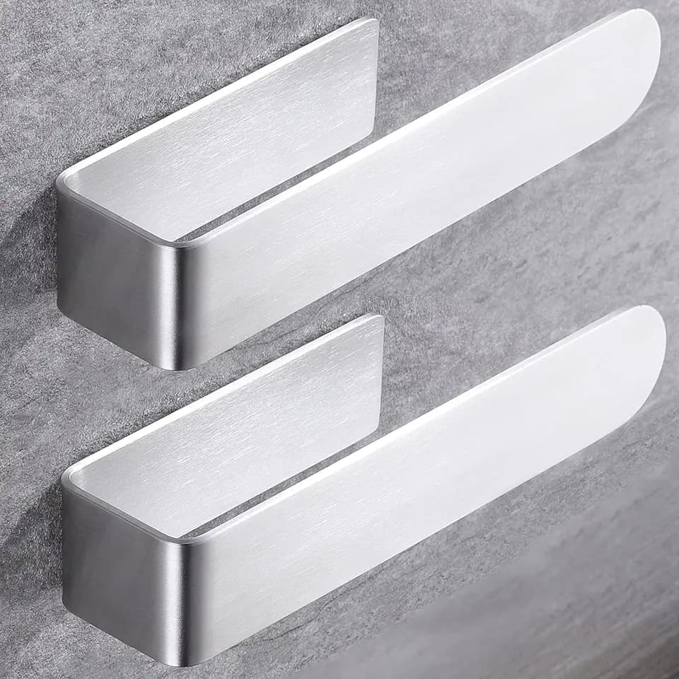 Taozun Adhesive Towel Bar Stainless Steel Hand Towel Holder 2 Pack Silver