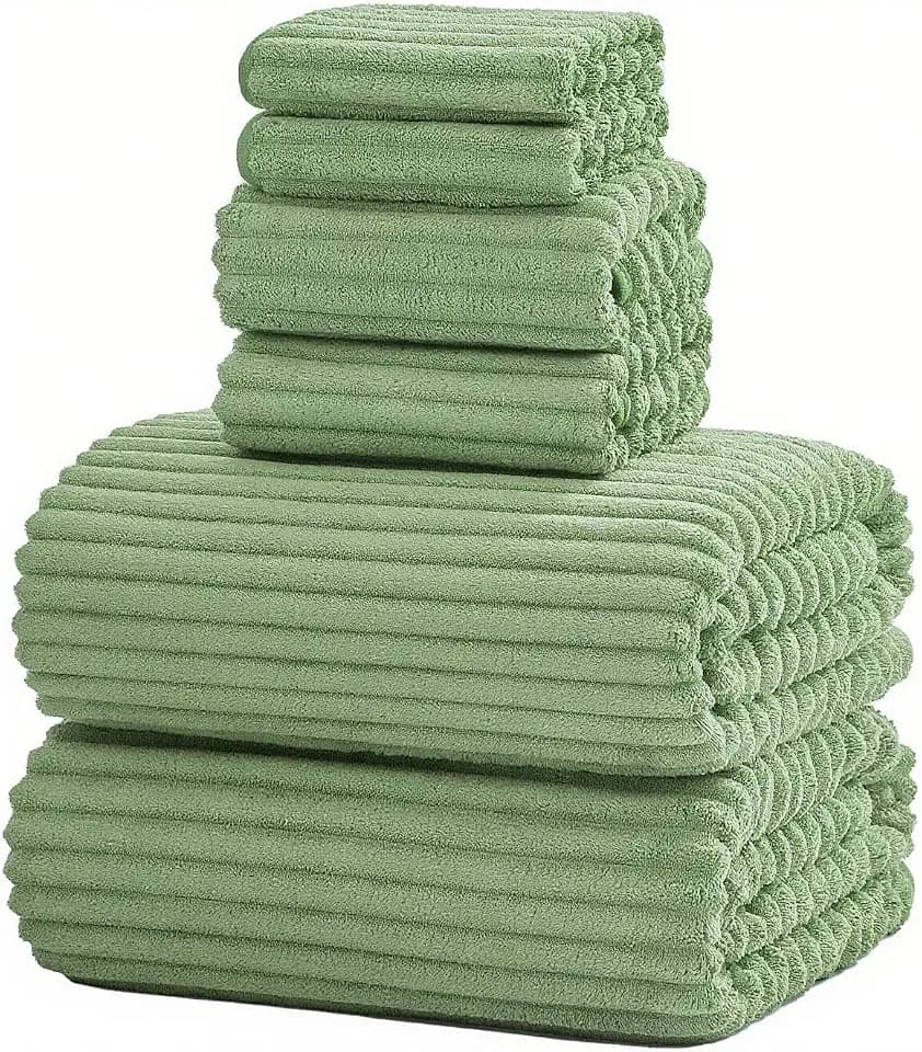 6 Piece Bath Towel Set, 30"x60" Towels, Sage Green