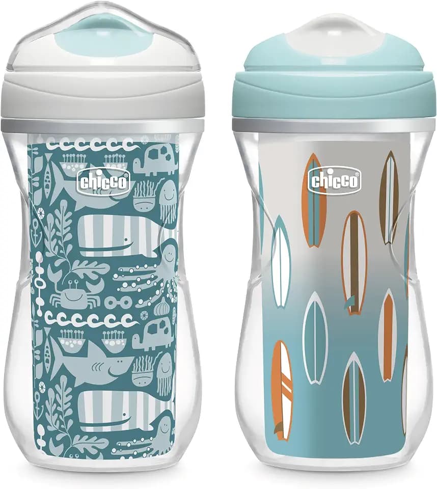 Chicco Insulated Rim Spout Training Sippy Cup for Toddlers 12m+, 9oz 2-Pk