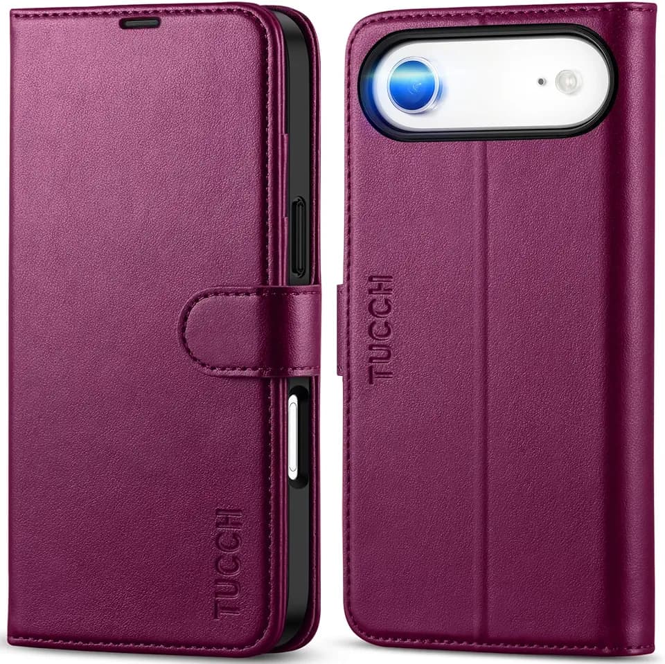 TUCCH Wallet Case for iPhone Air (6.5") 2025, 4 Card Slots, Plum Purple