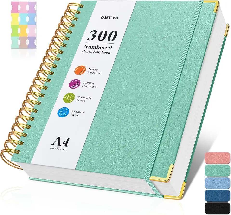 Spiral Notebook 8.5" x 11",300 Numbered Pages Lined Notebooks College Ruled