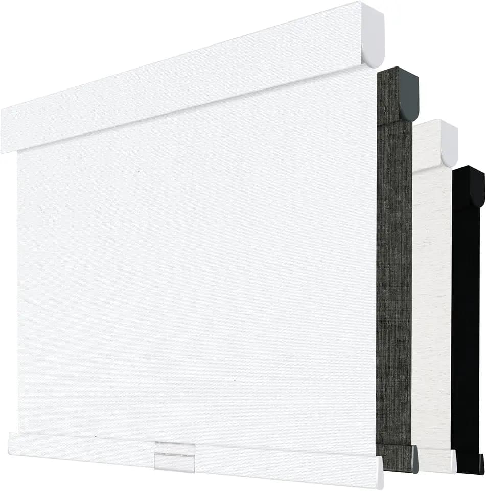 Boolegon Cordless Blackout Roller Shades for Windows, White, 34.5"W x 72"H