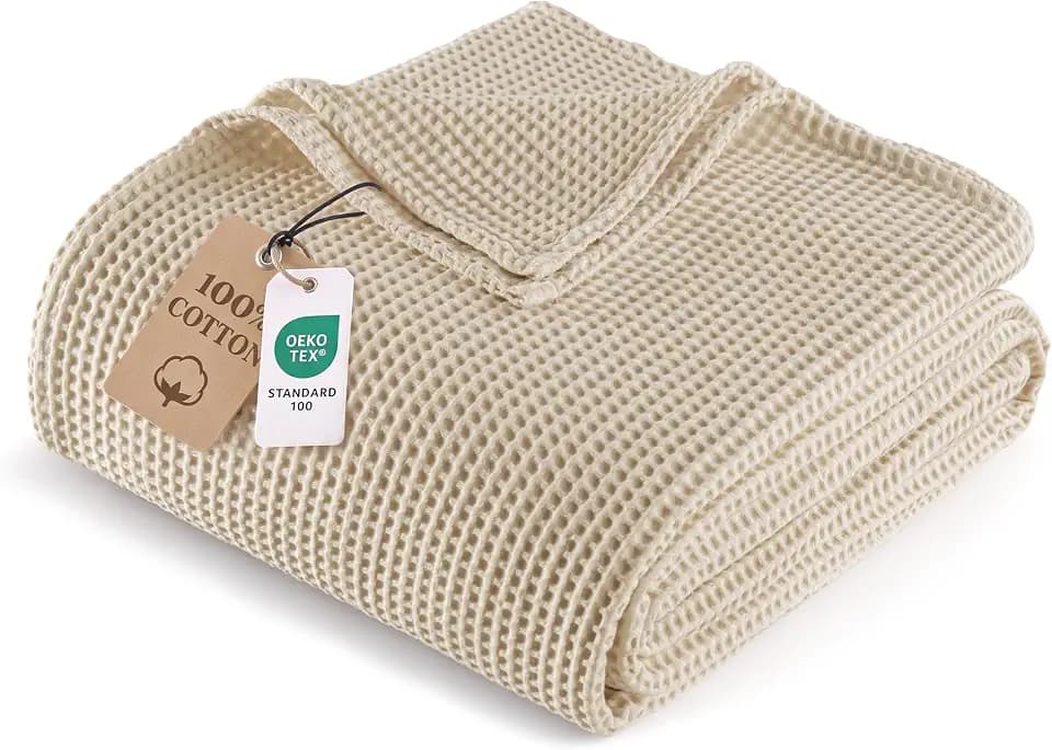 Exclusivo Mezcla 100% Cotton Waffle Thermal Blanket Queen Size, 90"x90"