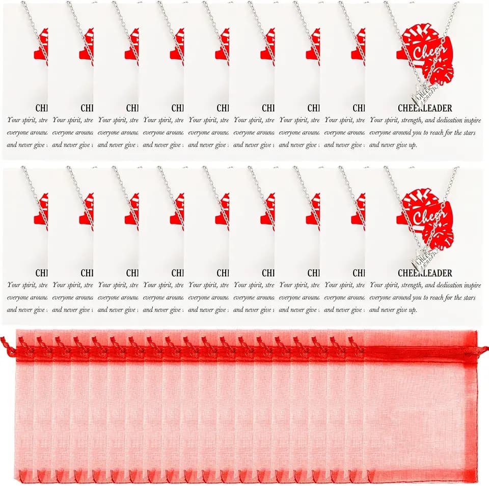 Tondiamo 24 Set Cheer Gifts Bulk for Team Cheerleader Necklace Bulk