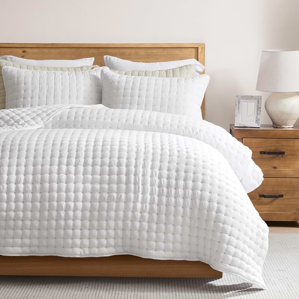 WDCOZY Cloud Soft Quilt Set, Twin Size, White, 2 Pieces 68x90 inches