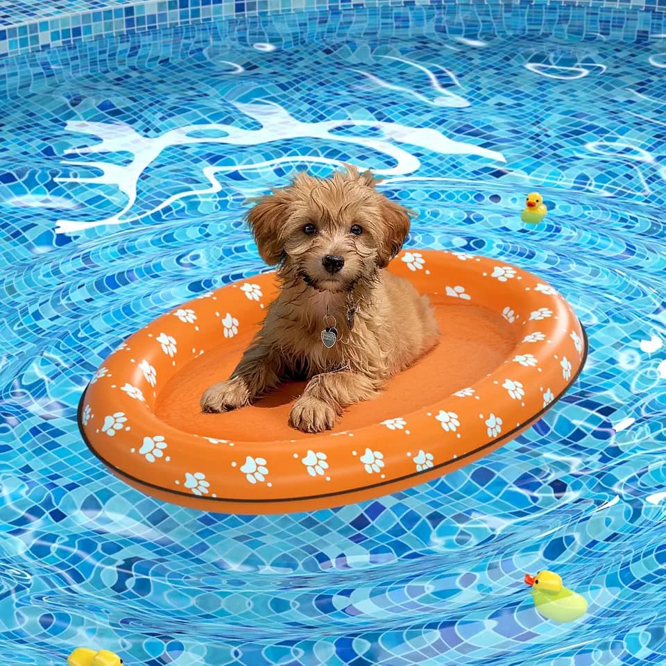 Pet Soft Dog Float Raft - Inflatable Dog Swimming Float for Summer (Small, Orange)