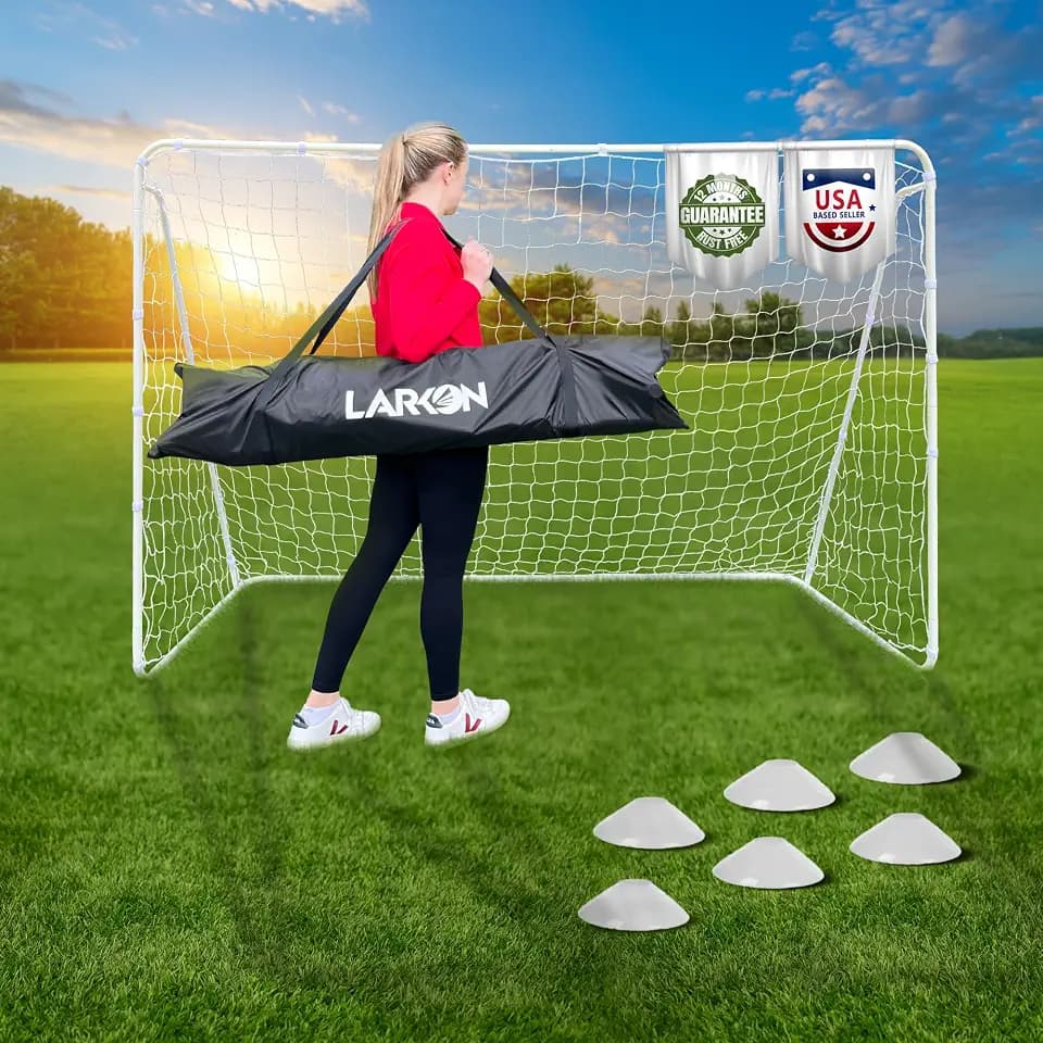 Soccer Goal 6x8 & 12x6 ft Heavy Duty Steel with Net for Backyard by Larkon