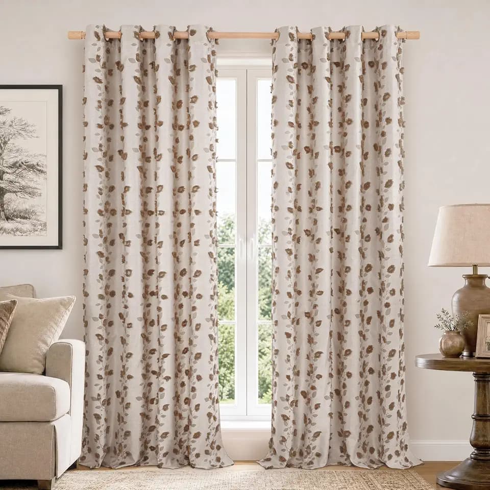 BGment Brown Fall Linen Curtains for Living Room 96 inches Long - 2 Panels