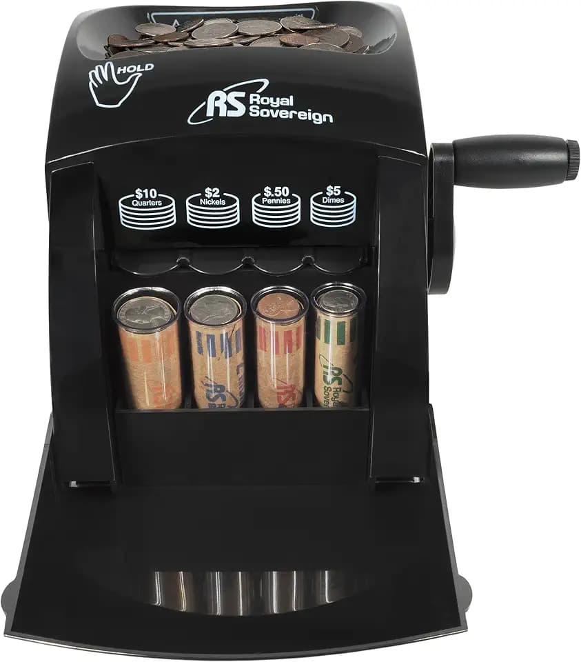 Royal Sovereign 1 Row ECO-Friendly Manual Hand Crank Coin Sorter (QS-1), Single,Black