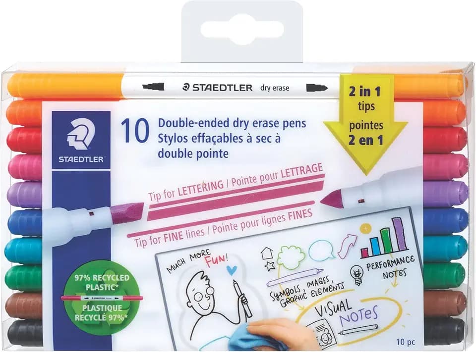 Staedtler STD3010TB10A6 Twin Tip Dry Erase Marker