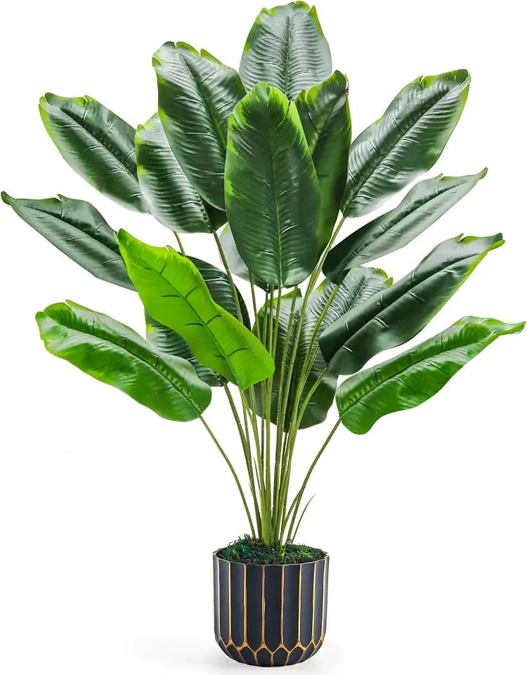 Der Rose 28" Fake Tropical Plant in Black Pot for Indoor Home Decor