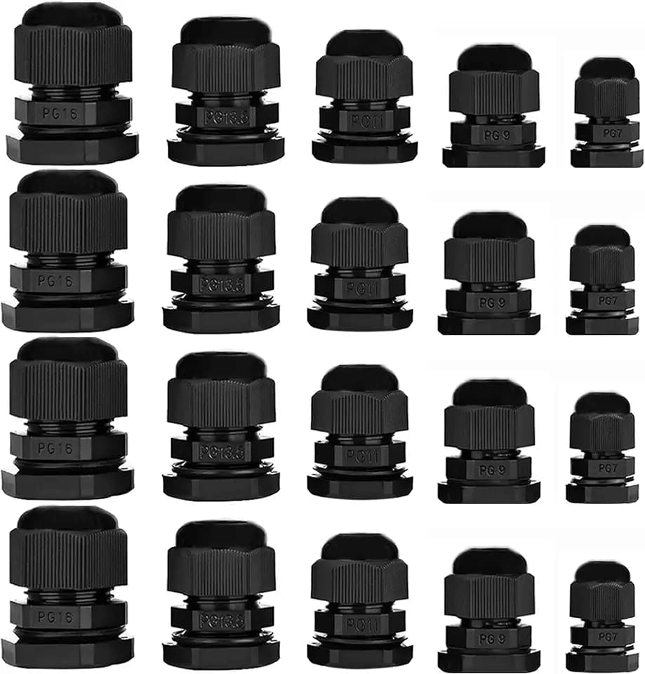 20pcs Cable Gland Waterproof Adjustable 3-13mm Cable Connectors PG7 PG9 PG11 PG13.5 PG16 Plastic Cable Gland Joints Wire Protectors