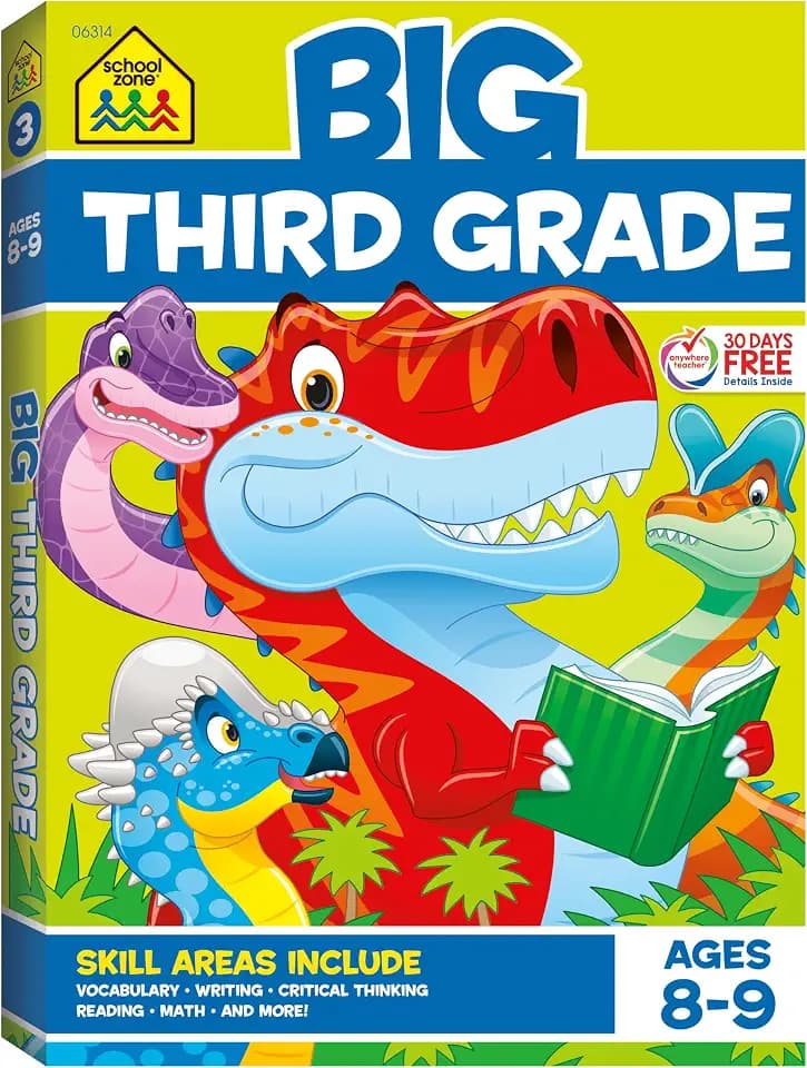 School Zone Big Third Grade Workbook: 320 Pages, 3rd Grade, Reading, Writing, Math, Science, History, Social Science, Critical Thinking, Ages 8-9